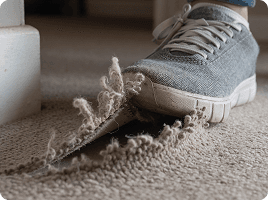 Torn carpeting